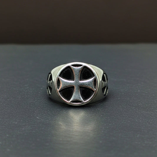 THE MEN THING Rings Royal Series - KNIGHT TEMPLAR RING - Pure Stainless Steel Men’s Steel-Plated Ring – Statement Luxury Jewelry (Size : 16-18-21-23-28-31)