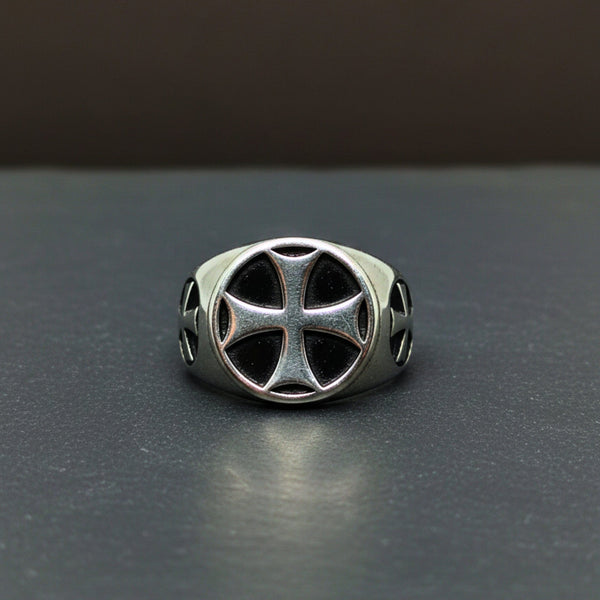 Royal Series - KNIGHT TEMPLAR RING - Pure Stainless Steel Men’s Steel-Plated Ring – Statement Luxury Jewelry (Size : 16-18-21-23-28-31)
