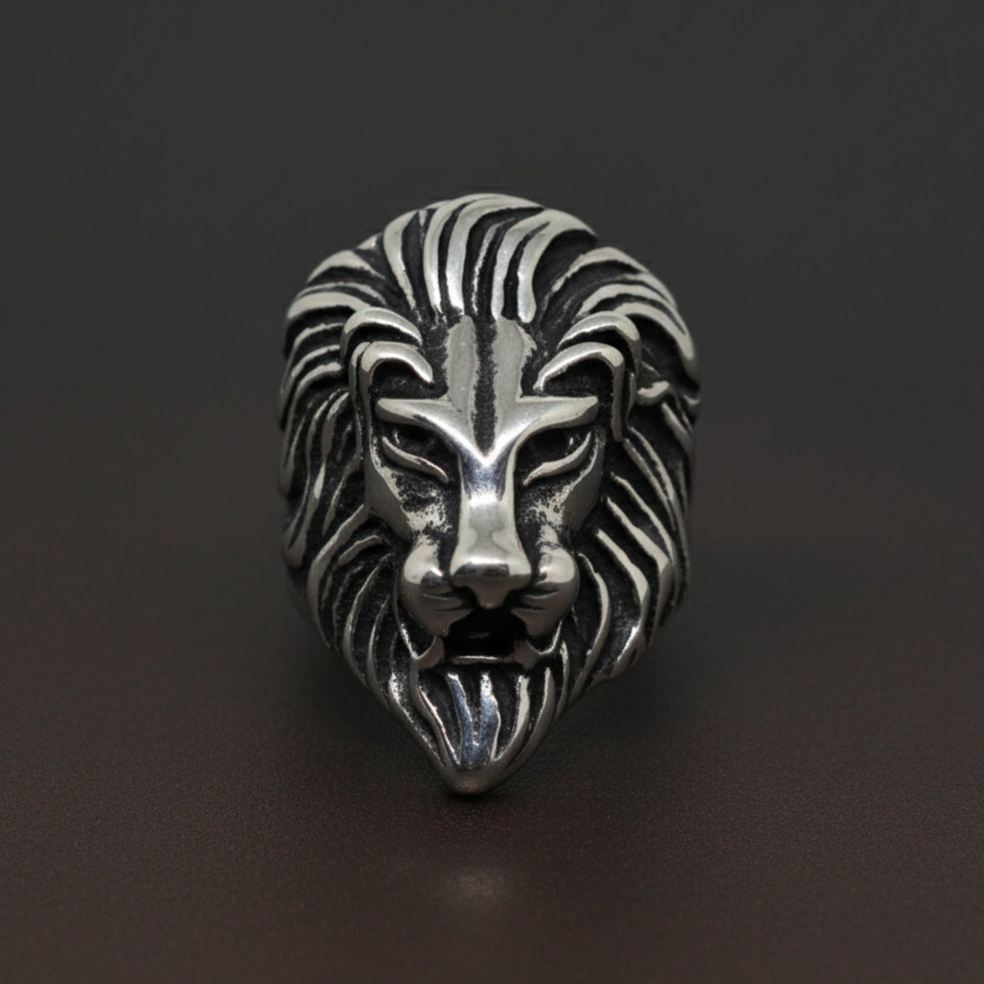 THE MEN THING Rings Royal Series - LION KING RING - Pure Stainless Steel Men’s Steel-Plated Ring – Statement Luxury Jewelry (Size : 15-16-18-20-22-23-26-28-30)