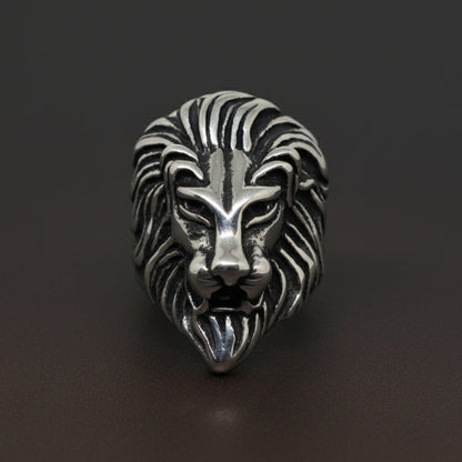 THE MEN THING Rings Royal Series - LION KING RING - Pure Stainless Steel Men’s Steel-Plated Ring – Statement Luxury Jewelry (Size : 15-16-18-20-22-23-26-28-30)