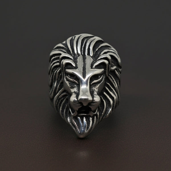 Royal Series - LION KING RING - Pure Stainless Steel Men’s Steel-Plated Ring – Statement Luxury Jewelry (Size : 15-16-18-20-22-23-26-28-30)