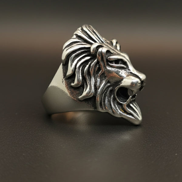 Royal Series - LION KING RING - Pure Stainless Steel Men’s Steel-Plated Ring – Statement Luxury Jewelry (Size : 15-16-18-20-22-23-26-28-30)