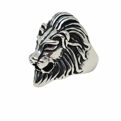THE MEN THING Rings Royal Series - LION KING RING - Pure Stainless Steel Men’s Steel-Plated Ring – Statement Luxury Jewelry (Size : 15-16-18-20-22-23-26-28-30)