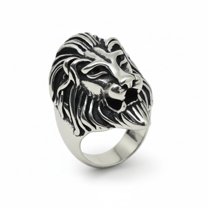 THE MEN THING Rings Royal Series - LION KING RING - Pure Stainless Steel Men’s Steel-Plated Ring – Statement Luxury Jewelry (Size : 15-16-18-20-22-23-26-28-30)
