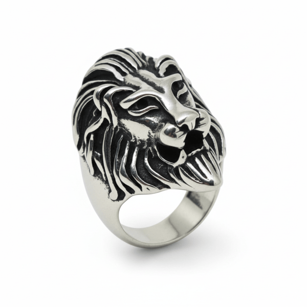 Royal Series - LION KING RING - Pure Stainless Steel Men’s Steel-Plated Ring – Statement Luxury Jewelry (Size : 15-16-18-20-22-23-26-28-30)