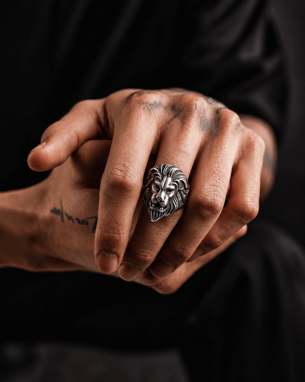 Royal Series - LION KING RING - Pure Stainless Steel Men’s Steel-Plated Ring – Statement Luxury Jewelry (Size : 15-16-18-20-22-23-26-28-30)