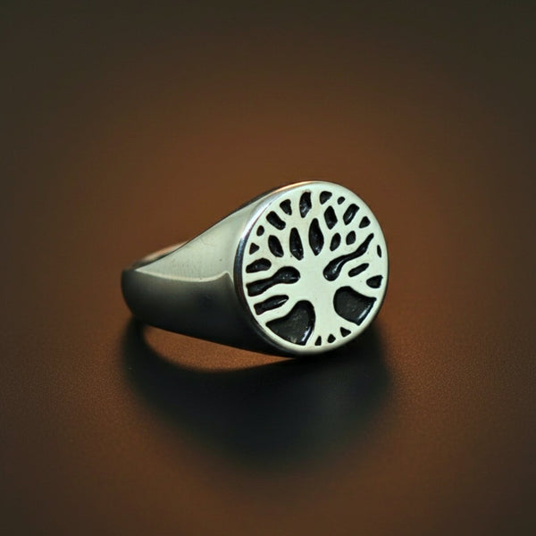 Royal Series - SOUL TREE SIGNET RING - Pure Stainless Steel Men’s Steel-Plated Ring – Statement Luxury Jewelry (Size :15-18-21-22-24-28-31 )