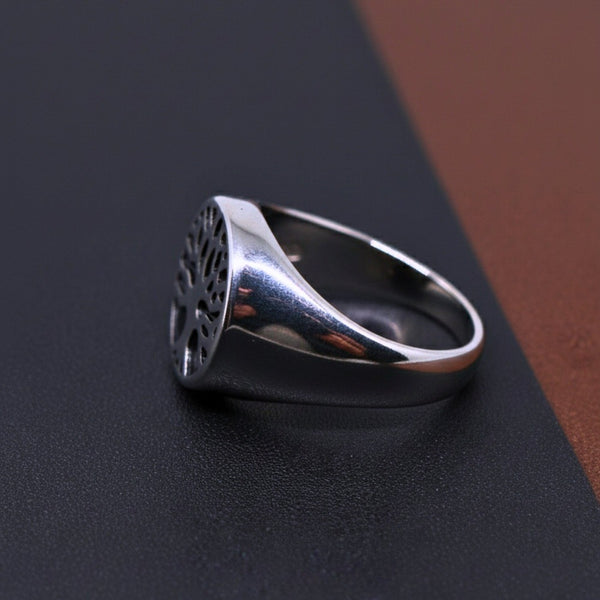 Royal Series - SOUL TREE SIGNET RING - Pure Stainless Steel Men’s Steel-Plated Ring – Statement Luxury Jewelry (Size :15-18-21-22-24-28-31 )