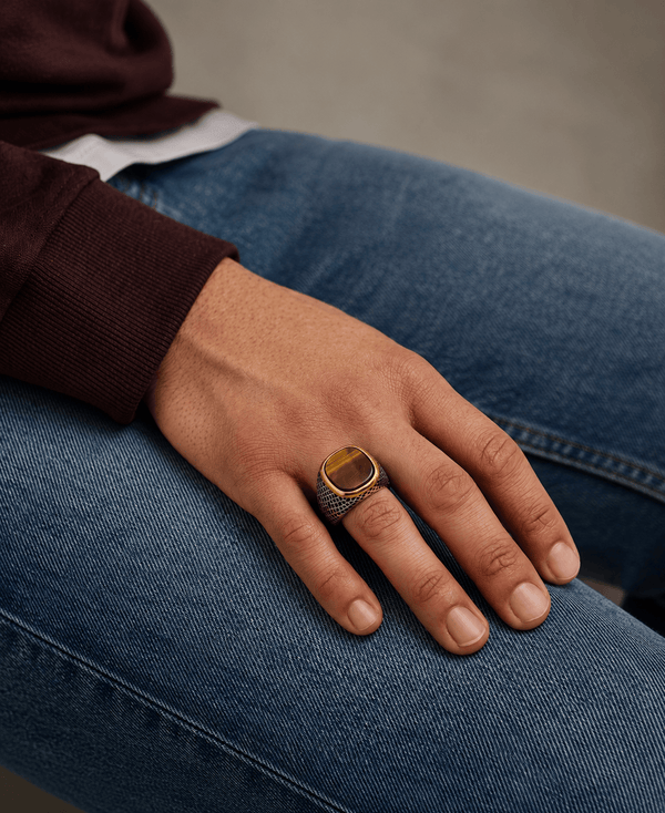 Royal Series - LUNAR EMBER RING - Pure Stainless Steel Men’s Steel-Gold-Plated Ring – Statement Luxury Jewelry (Size :15-16-17-18-21-22-23-25-26-27-28)