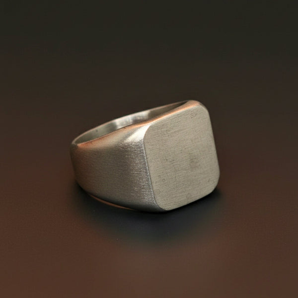 Royal Series - MATTE SQUARE SIGNET RING - Pure Stainless Steel Men’s Steel-Plated Ring – Statement Luxury Jewelry (Size :15-16-18-19-21-22-25-30)