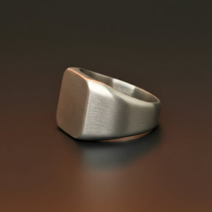 THE MEN THING Rings Royal Series - MATTE SQUARE SIGNET RING - Pure Stainless Steel Men’s Steel-Plated Ring – Statement Luxury Jewelry (Size :15-16-18-19-21-22-25-30)