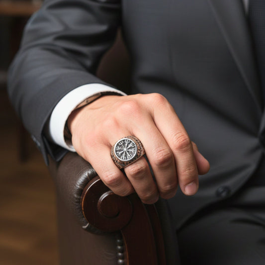 THE MEN THING Rings Royal Series - MIDGARD PROTECTOR RING - Pure Stainless Steel Men’s Steel-Plated Ring – Statement Luxury Jewelry (Size : 15-18-20-23-28-30)