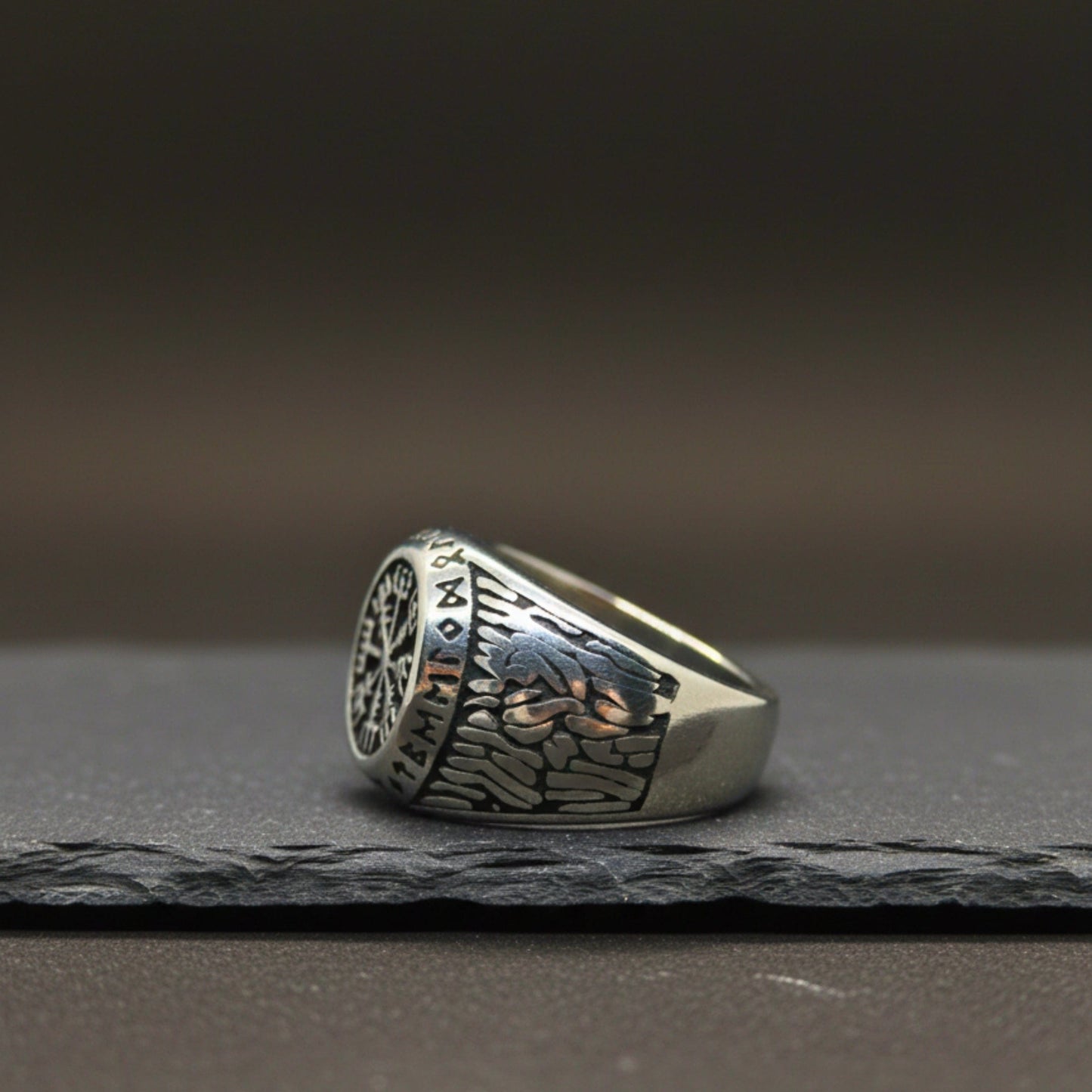 THE MEN THING Rings Royal Series - MIDGARD PROTECTOR RING - Pure Stainless Steel Men’s Steel-Plated Ring – Statement Luxury Jewelry (Size : 15-18-20-23-28-30)