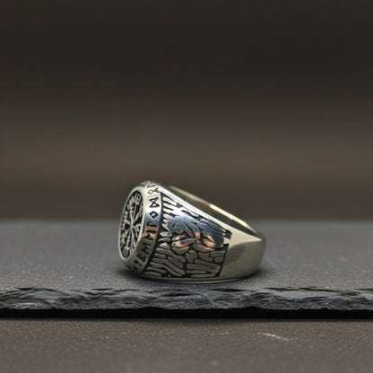 THE MEN THING Rings Royal Series - MIDGARD PROTECTOR RING - Pure Stainless Steel Men’s Steel-Plated Ring – Statement Luxury Jewelry (Size : 15-18-20-23-28-30)