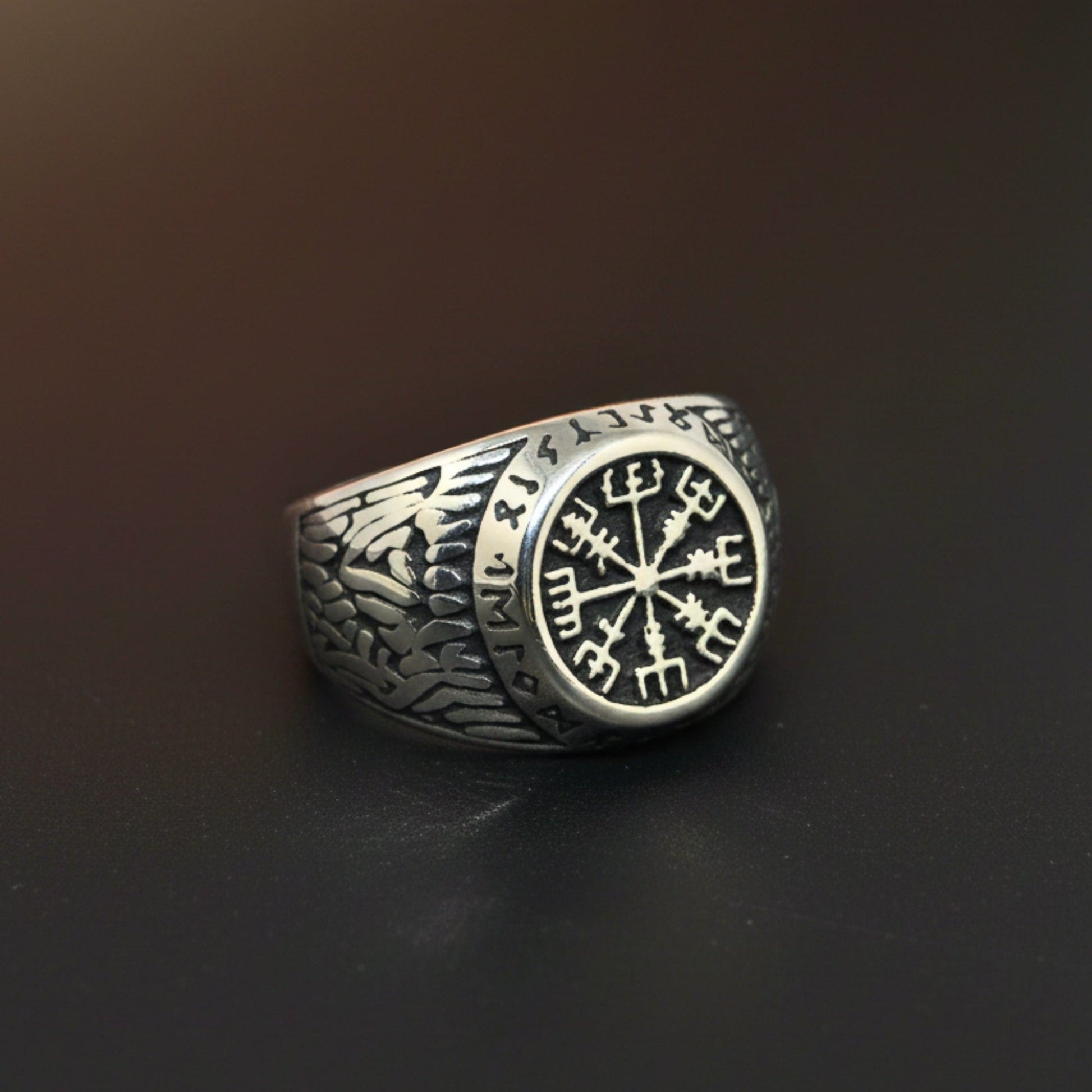 THE MEN THING Rings Royal Series - MIDGARD PROTECTOR RING - Pure Stainless Steel Men’s Steel-Plated Ring – Statement Luxury Jewelry (Size : 15-18-20-23-28-30)