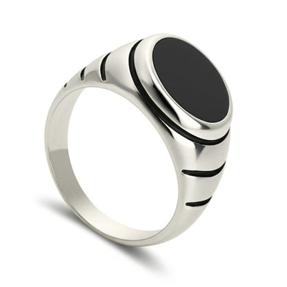 THE MEN THING Rings Royal Series - MIDNIGHT CITADEL RING - Pure Stainless Steel Men’s Steel-Plated Ring – Statement Luxury Jewelry (Size : 21-27)