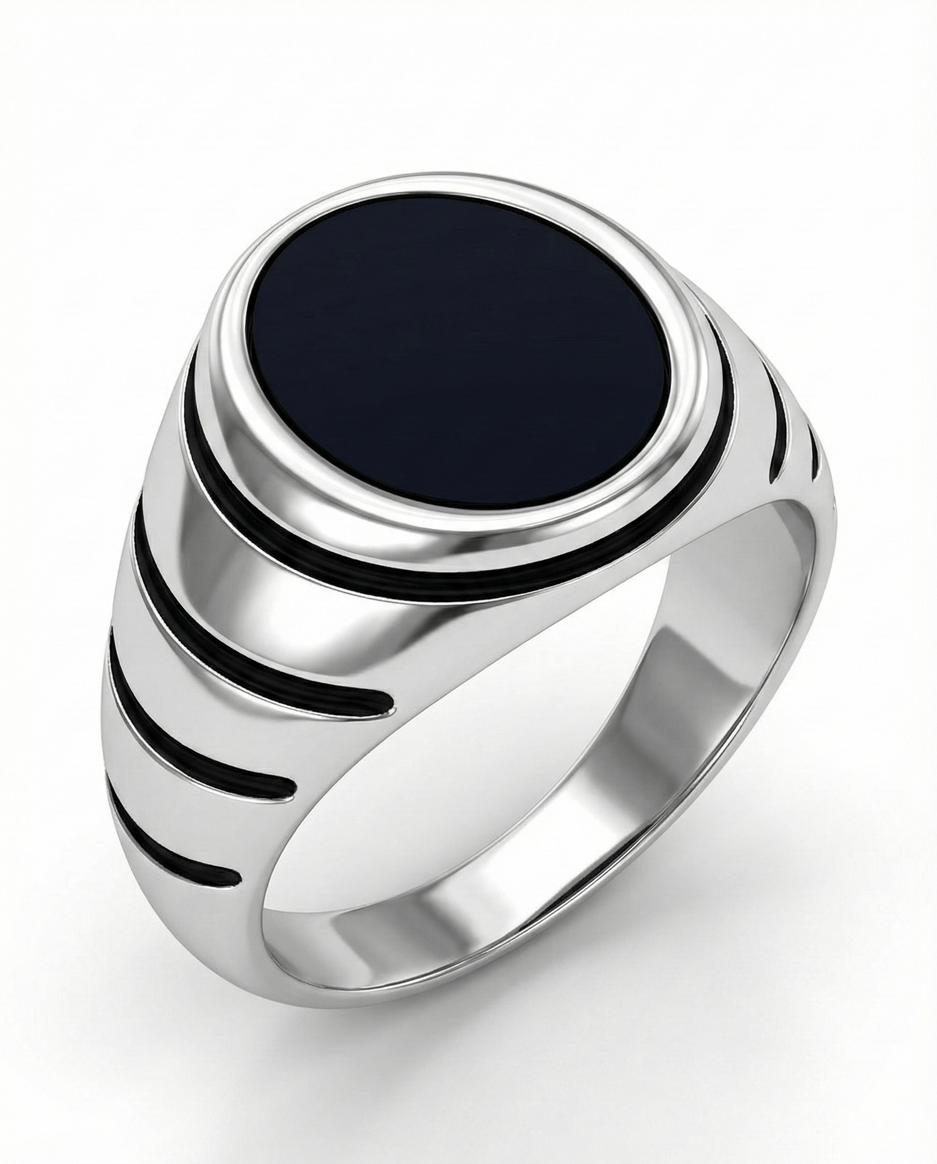 THE MEN THING Rings Royal Series - MIDNIGHT CITADEL RING - Pure Stainless Steel Men’s Steel-Plated Ring – Statement Luxury Jewelry (Size : 21-27)
