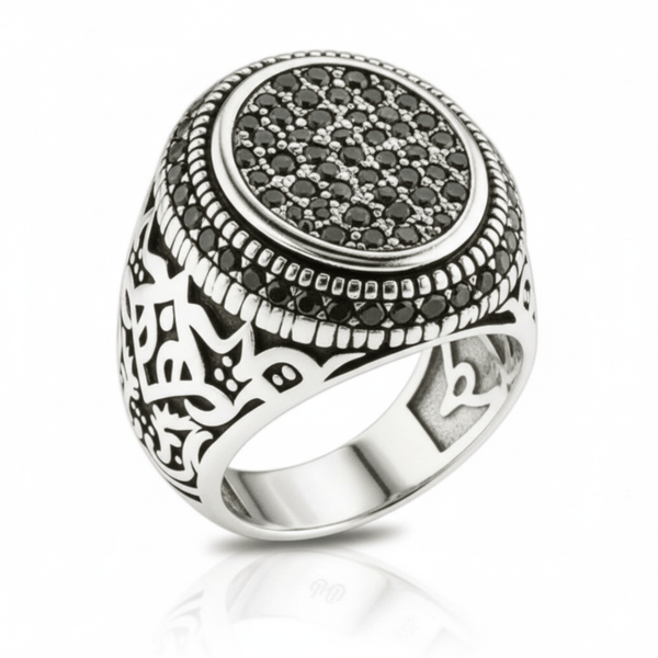 Royal Series - MIDNIGHT CREST RING - Pure Stainless Steel Men’s Steel-Plated Ring – Statement Luxury Jewelry (Size : 16-21-26)