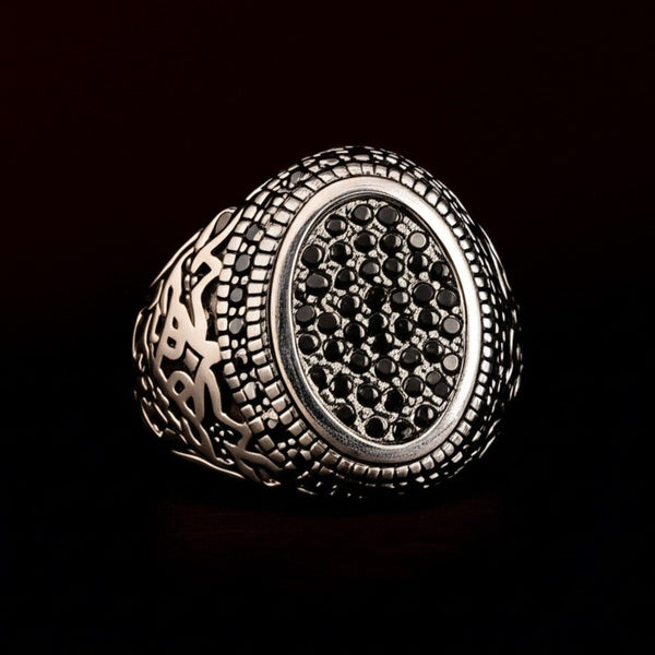 Royal Series - MIDNIGHT CREST RING - Pure Stainless Steel Men’s Steel-Plated Ring – Statement Luxury Jewelry (Size : 16-21-26)