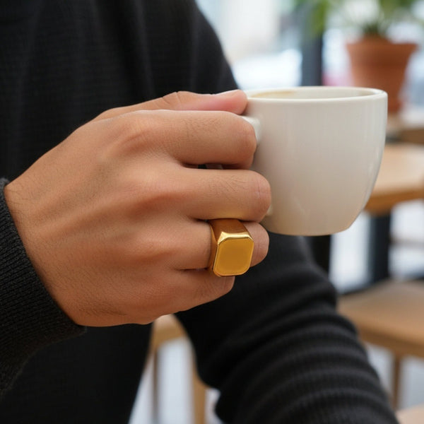 Royal Series - MONARCH GOLD RING - Pure Stainless Steel Men’s Gold-Plated Ring – Statement Luxury Jewelry (Size : 13-15-18-21-22-24-28-29-31-32)