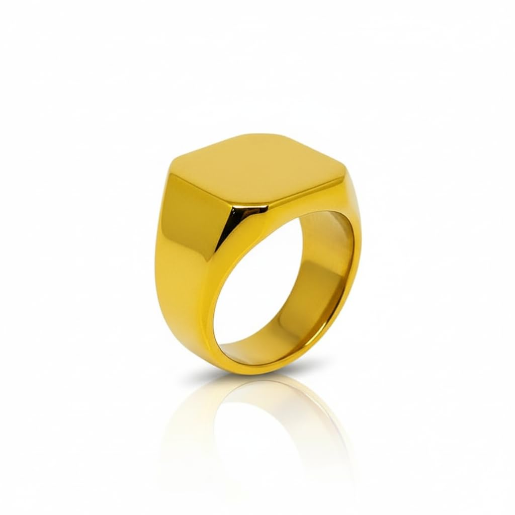 THE MEN THING Rings Royal Series - MONARCH GOLD RING - Pure Stainless Steel Men’s Gold-Plated Ring – Statement Luxury Jewelry (Size : 13-15-18-21-22-24-28-29-31-32)