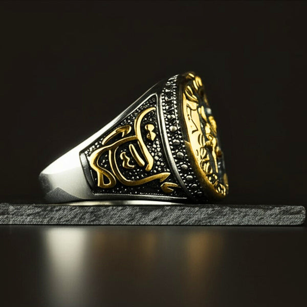 Royal Series - MOONCHANT RING - Pure Stainless Steel Men’s Steel-Gold-Plated Ring – Statement Luxury Jewelry (Size : 19-21-24)