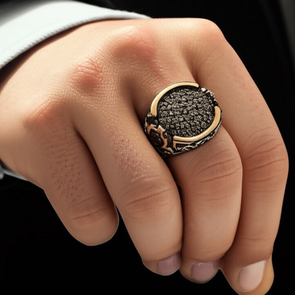 Royal Series - MYSTIC FANG RING - Pure Stainless Steel Men’s Steel-Gold-Plated Ring – Statement Luxury Jewelry (Size : 16-21-27)