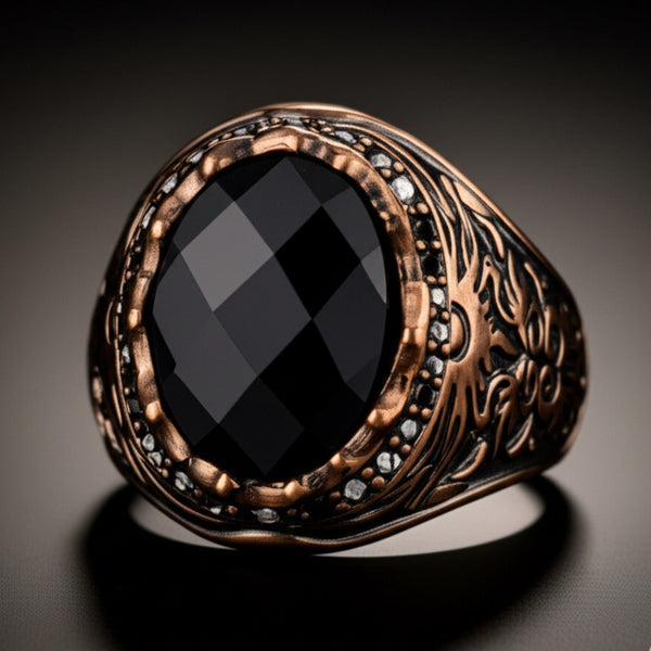 Royal Series - MYSTIC FORGE RING - Pure Stainless Steel Men’s Rose Gold-Plated Ring – Statement Luxury Jewelry (Size : 19-22-23)