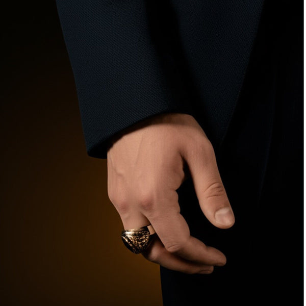 Royal Series - MYSTIC FORGE RING - Pure Stainless Steel Men’s Rose Gold-Plated Ring – Statement Luxury Jewelry (Size : 19-22-23)