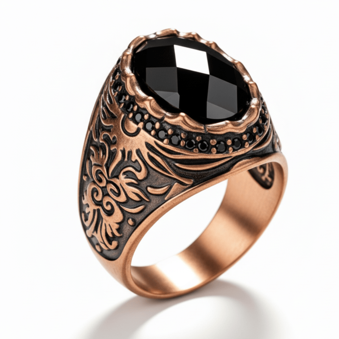 THE MEN THING Rings Royal Series - MYSTIC FORGE RING - Pure Stainless Steel Men’s Rose Gold-Plated Ring – Statement Luxury Jewelry (Size : 19-22-23)