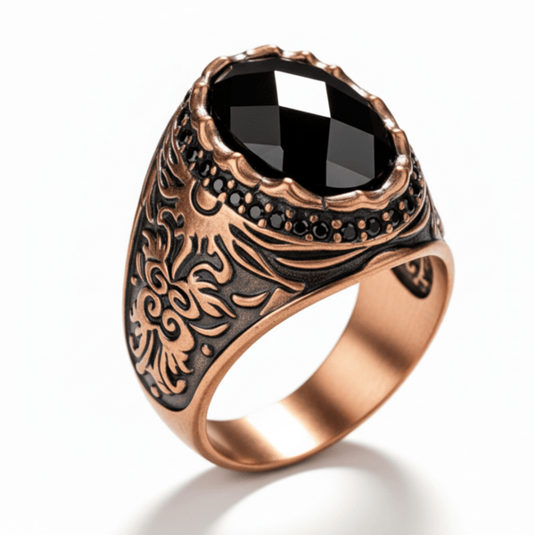 Royal Series - MYSTIC FORGE RING - Pure Stainless Steel Men’s Rose Gold-Plated Ring – Statement Luxury Jewelry (Size : 19-22-23)