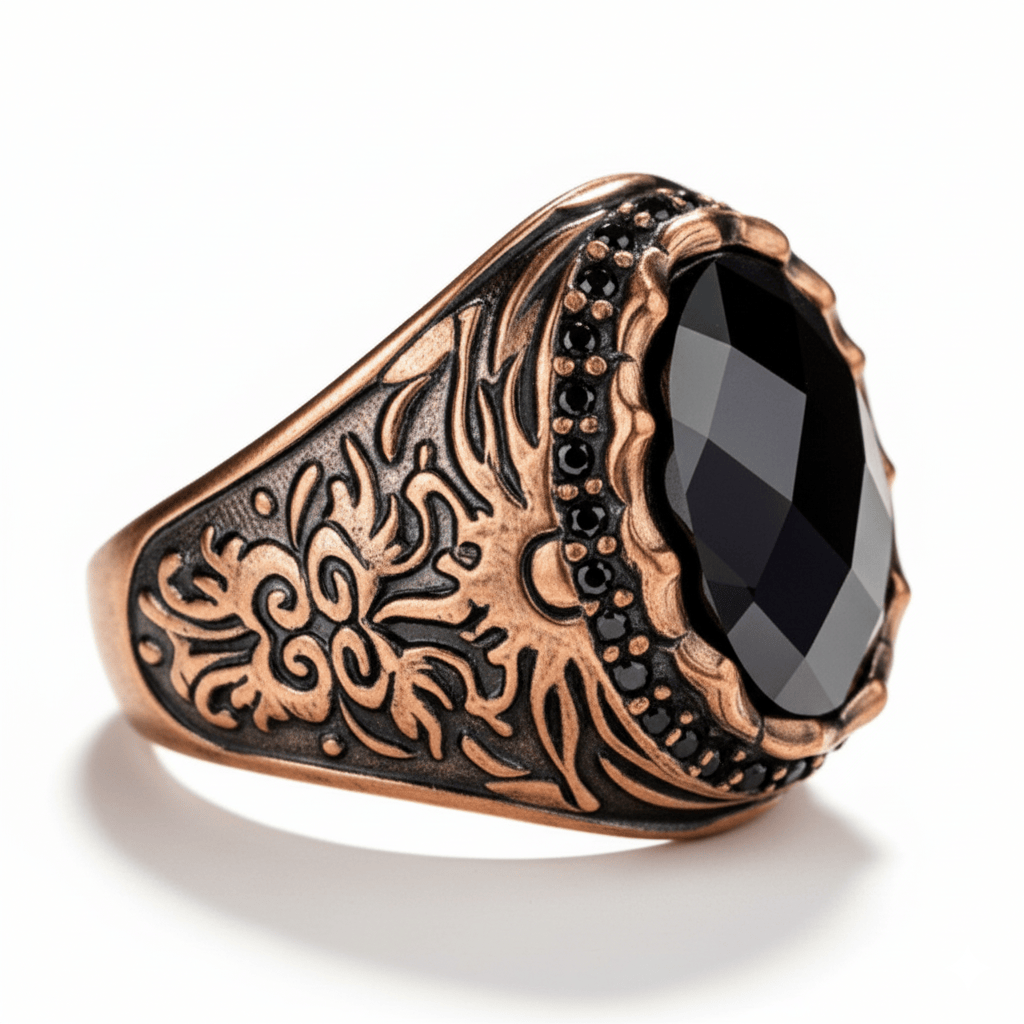 THE MEN THING Rings Royal Series - MYSTIC FORGE RING - Pure Stainless Steel Men’s Rose Gold-Plated Ring – Statement Luxury Jewelry (Size : 19-22-23)
