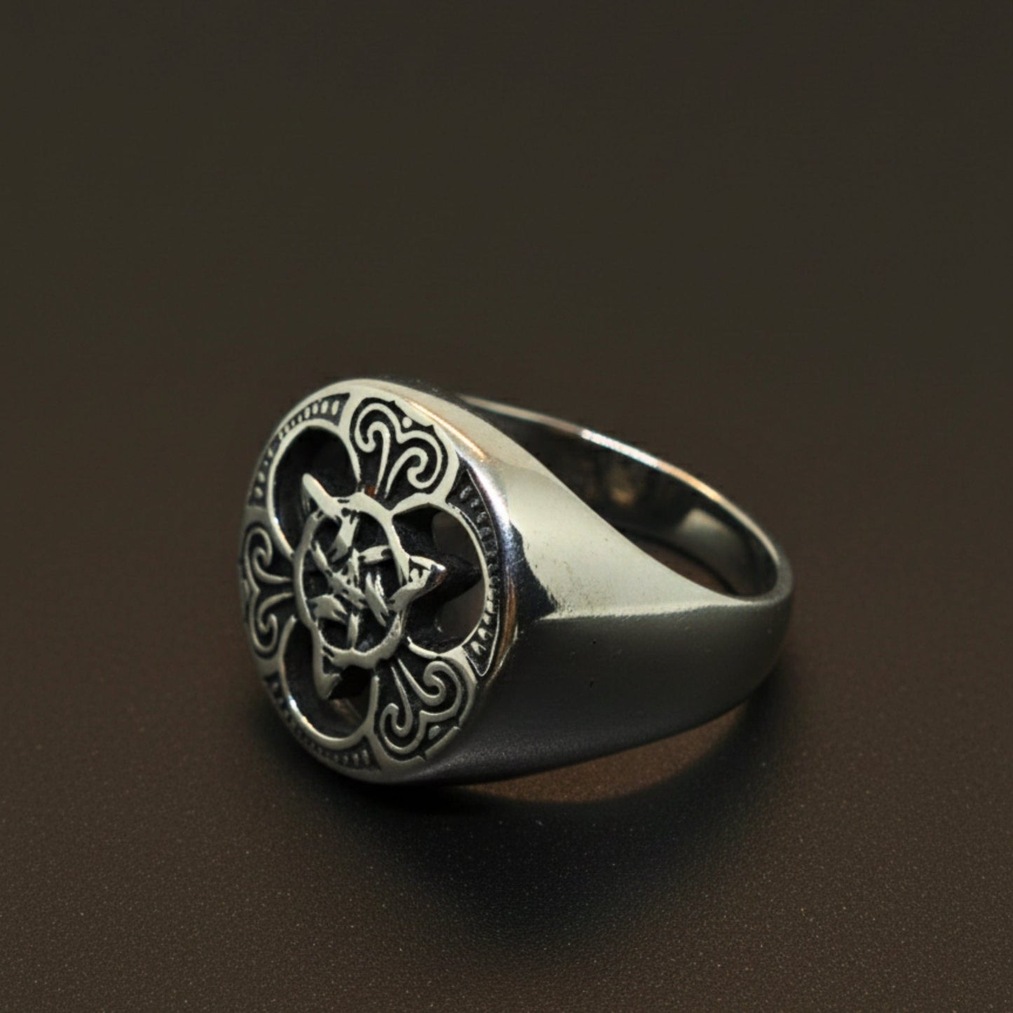 THE MEN THING Rings Royal Series - MYTHIC GUARDIAN SIGNET RING - Pure Stainless Steel Men’s Steel-Plated Ring – Statement Luxury Jewelry (Size :16-19-21-24-28-29-31)