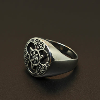 THE MEN THING Rings Royal Series - MYTHIC GUARDIAN SIGNET RING - Pure Stainless Steel Men’s Steel-Plated Ring – Statement Luxury Jewelry (Size :16-19-21-24-28-29-31)