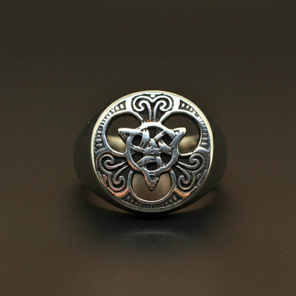 THE MEN THING Rings Royal Series - MYTHIC GUARDIAN SIGNET RING - Pure Stainless Steel Men’s Steel-Plated Ring – Statement Luxury Jewelry (Size :16-19-21-24-28-29-31)