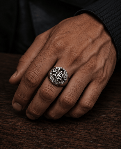 THE MEN THING Rings Royal Series - MYTHIC GUARDIAN SIGNET RING - Pure Stainless Steel Men’s Steel-Plated Ring – Statement Luxury Jewelry (Size :16-19-21-24-28-29-31)