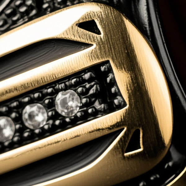 Royal Series - NIGHT EMPEROR RING - Pure Stainless Steel Men’s Black-Gold-Plated Ring – Statement Luxury Jewelry (Size : -19-21-24-27)