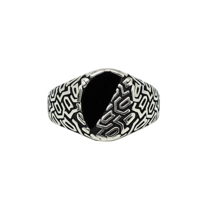 The Men Thing Rings Royal Series - NIGHT GRIM RING - Pure Stainless Steel Men’s Steel-Plated Ring – Statement Luxury Jewelry (Size : 17-21-27)
