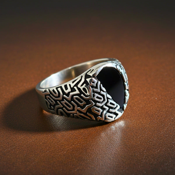 Royal Series - NIGHT GRIM RING - Pure Stainless Steel Men’s Steel-Plated Ring – Statement Luxury Jewelry (Size : 17-21-27)