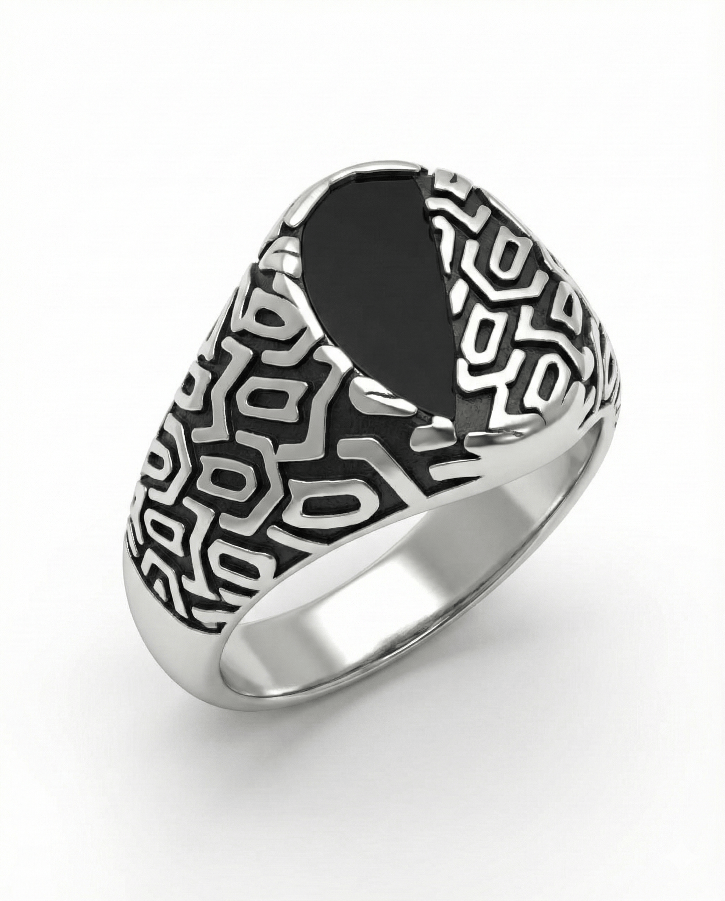 The Men Thing Rings Royal Series - NIGHT GRIM RING - Pure Stainless Steel Men’s Steel-Plated Ring – Statement Luxury Jewelry (Size : 17-21-27)