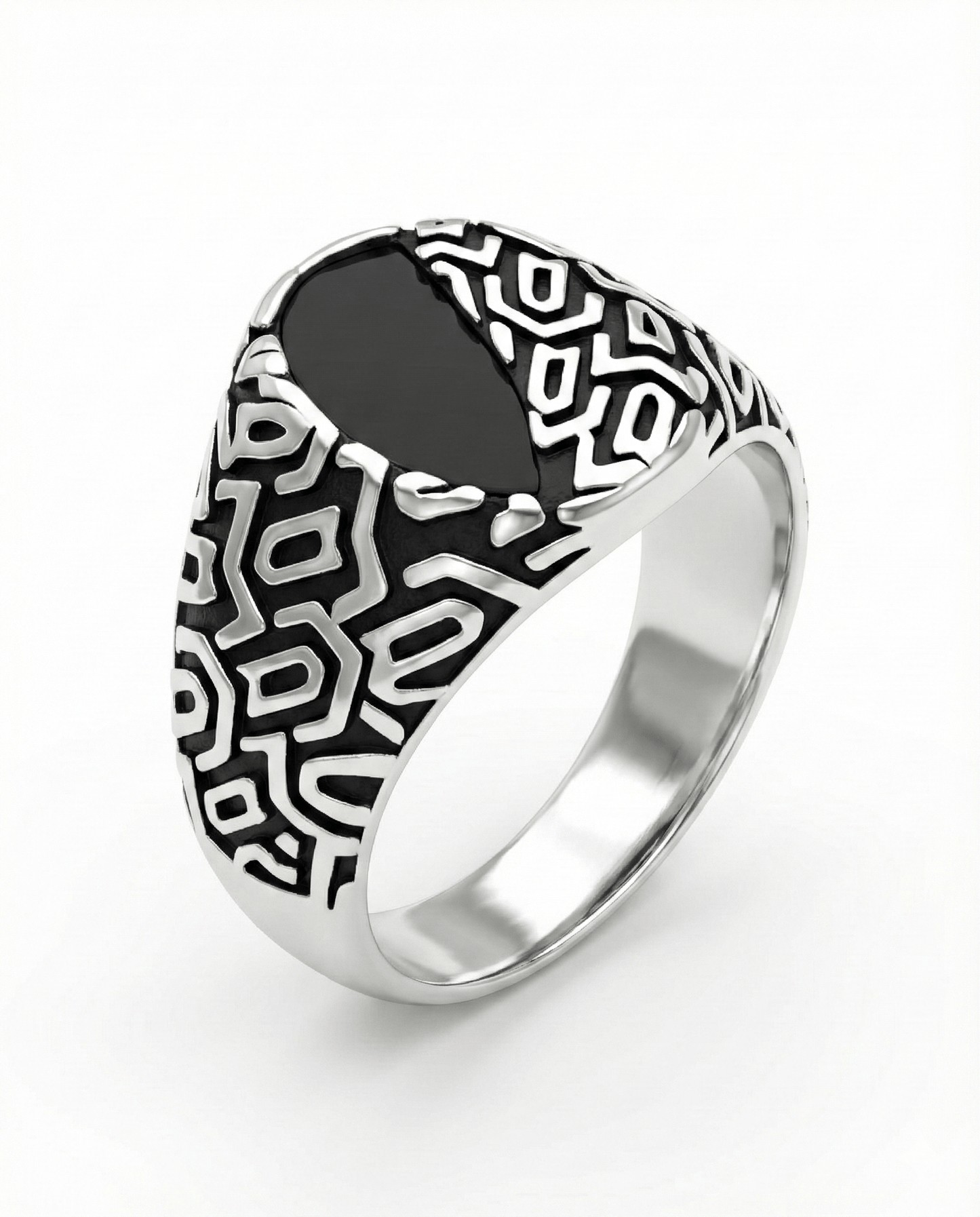 The Men Thing Rings Royal Series - NIGHT GRIM RING - Pure Stainless Steel Men’s Steel-Plated Ring – Statement Luxury Jewelry (Size : 17-21-27)