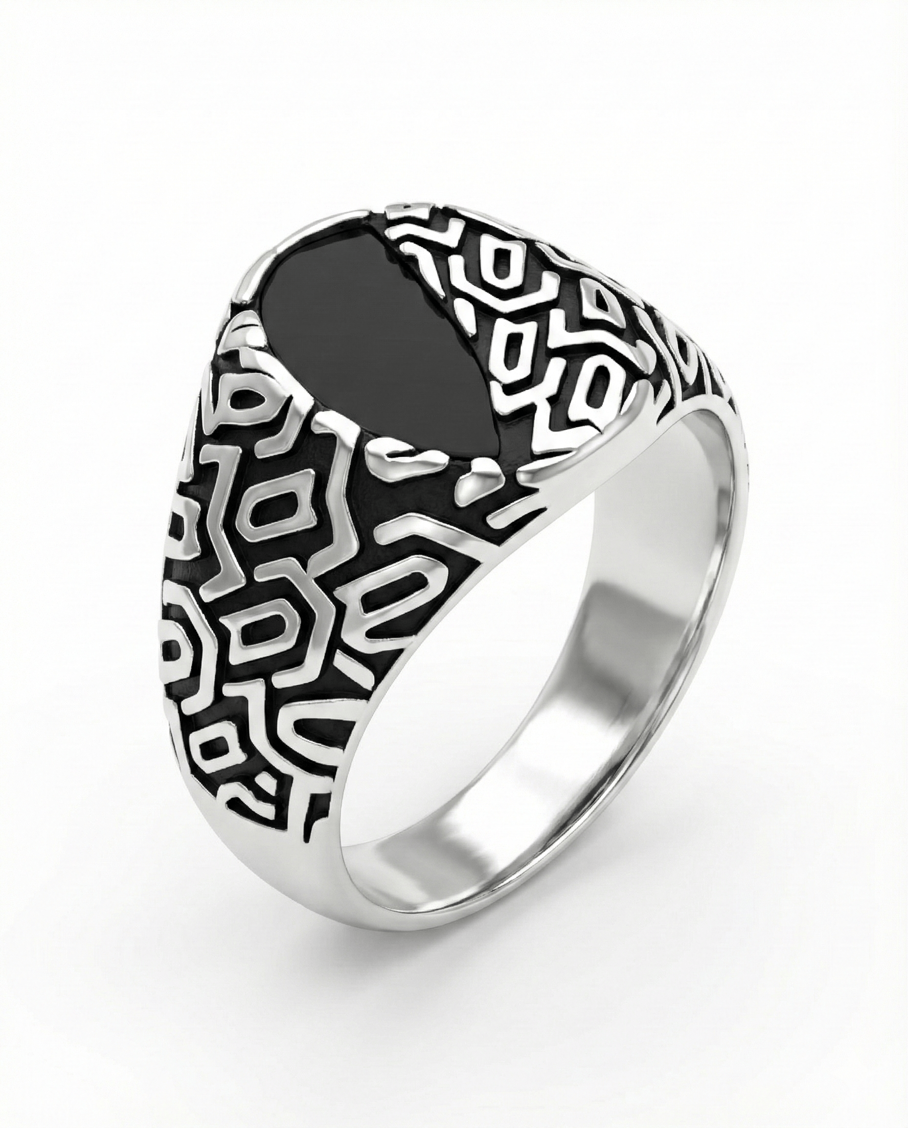 The Men Thing Rings Royal Series - NIGHT GRIM RING - Pure Stainless Steel Men’s Steel-Plated Ring – Statement Luxury Jewelry (Size : 17-21-27)