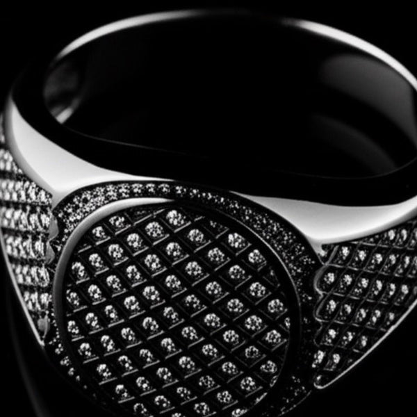 Royal Series - EMPEROR SEAL RING - Pure Stainless Steel Men’s Black-Plated Ring – Statement Luxury Jewelry (Size : 16-19-21-24)