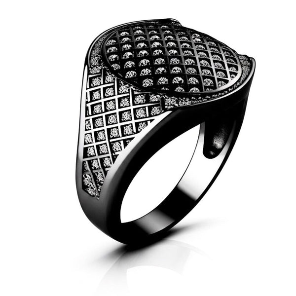 Royal Series - EMPEROR SEAL RING - Pure Stainless Steel Men’s Black-Plated Ring – Statement Luxury Jewelry (Size : 16-19-21-24)