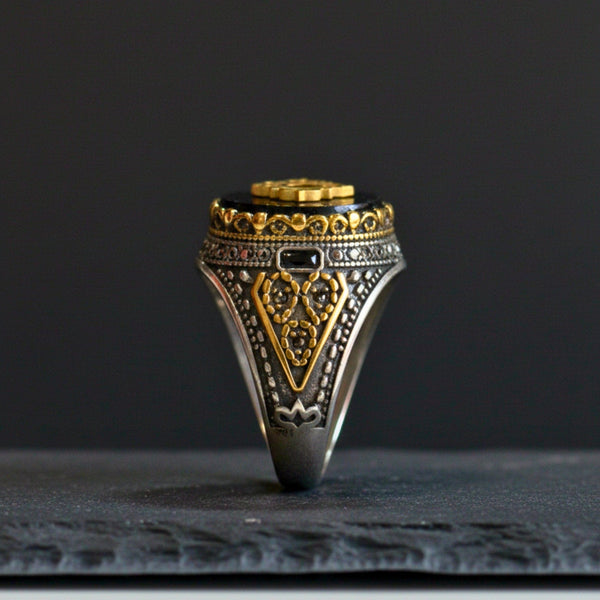 Royal Series - Noble Crest RING - Pure Stainless Steel Men’s Silver-Plated Ring – Statement Luxury Jewelry (Size : 17-18-22-26-28)
