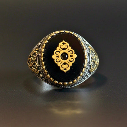 THE MEN THING Rings Royal Series - Noble Crest RING - Pure Stainless Steel Men’s Silver-Plated Ring – Statement Luxury Jewelry (Size : 17-18-22-26-28)