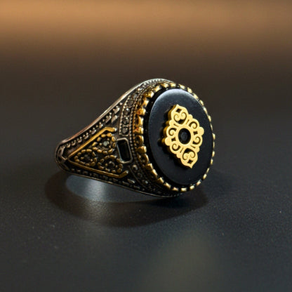 THE MEN THING Rings Royal Series - Noble Crest RING - Pure Stainless Steel Men’s Silver-Plated Ring – Statement Luxury Jewelry (Size : 17-18-22-26-28)