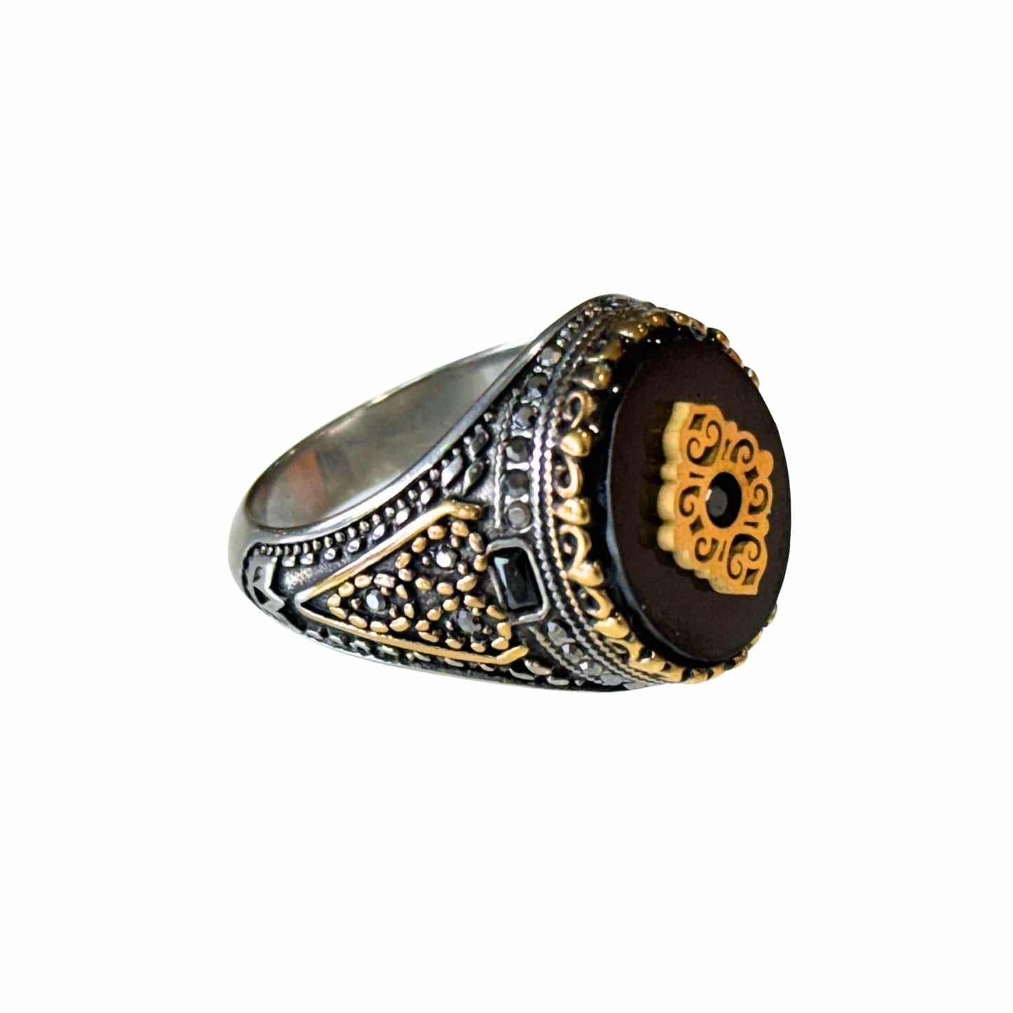 THE MEN THING Rings Royal Series - Noble Crest RING - Pure Stainless Steel Men’s Silver-Plated Ring – Statement Luxury Jewelry (Size : 17-18-22-26-28)