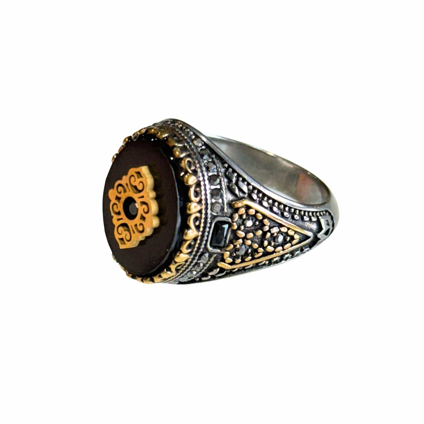 THE MEN THING Rings Royal Series - Noble Crest RING - Pure Stainless Steel Men’s Silver-Plated Ring – Statement Luxury Jewelry (Size : 17-18-22-26-28)