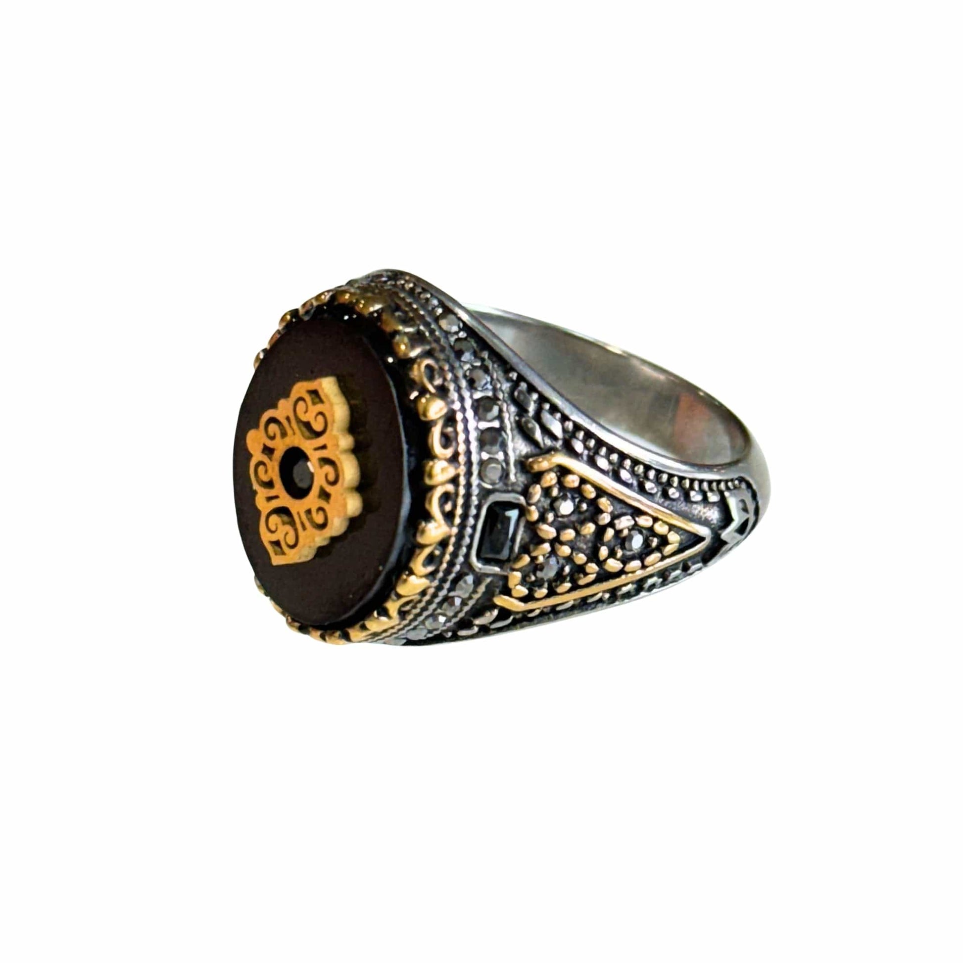 THE MEN THING Rings Royal Series - Noble Crest RING - Pure Stainless Steel Men’s Silver-Plated Ring – Statement Luxury Jewelry (Size : 17-18-22-26-28)